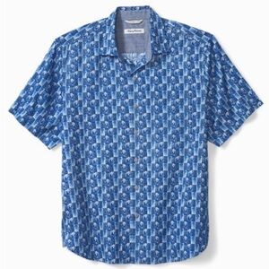 Tommy Bahama piccolo‎ palms camp shirt blue palm trees size 1XLB beach tropical